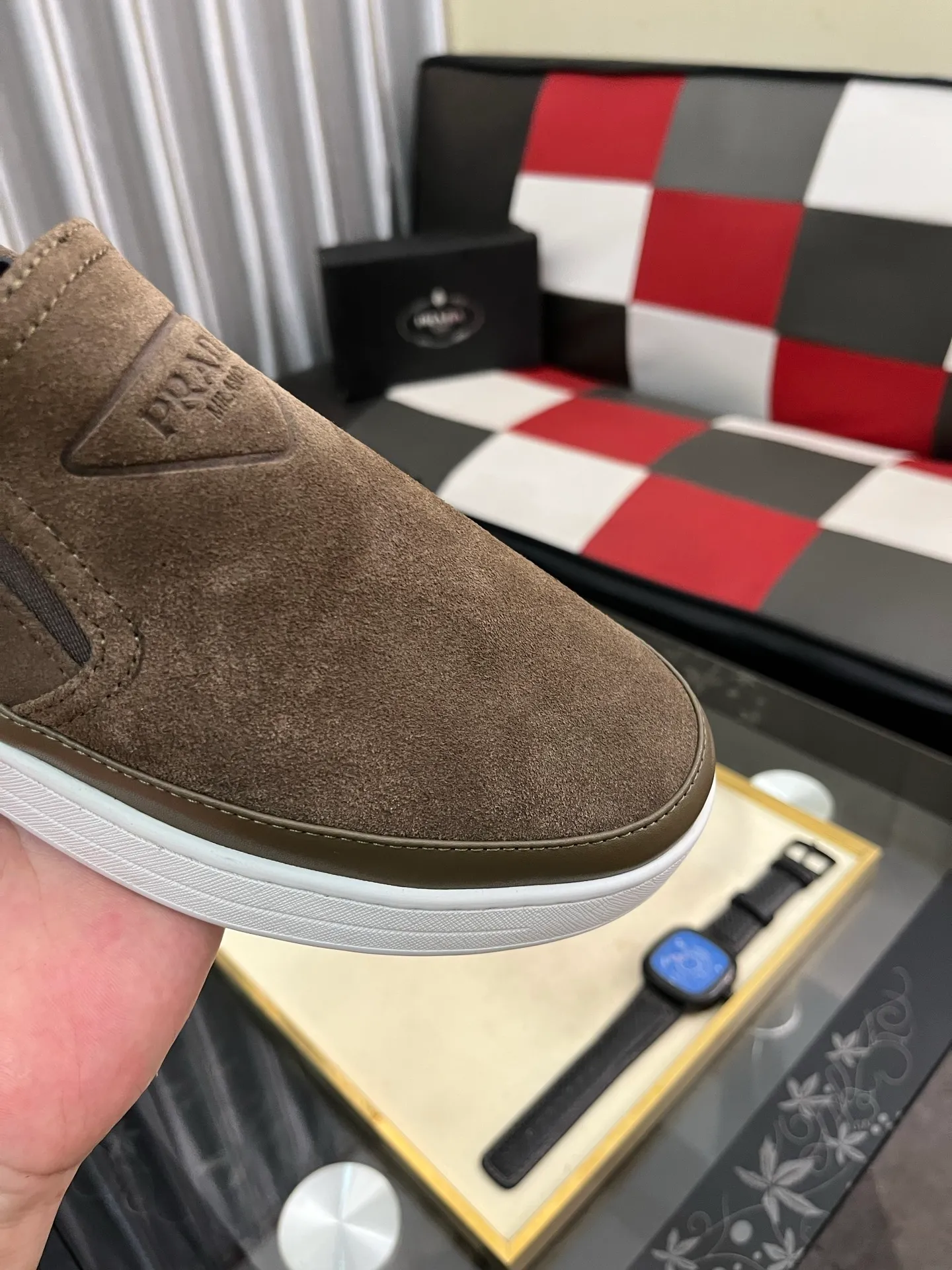 Men's shoes 💰440⌚️⌚️【PRADA】Prada casual shoes for couples, originally developed 1:1, made of high-mercerized cowhide with imported cowhide, silk sheepskin lining, rubber outsole, comfortable and soft on the feet, size: 38-442️⃣Colors available